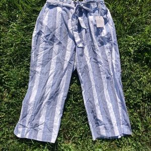 Lauren Conrad Striped Wide Leg Capris with Tie